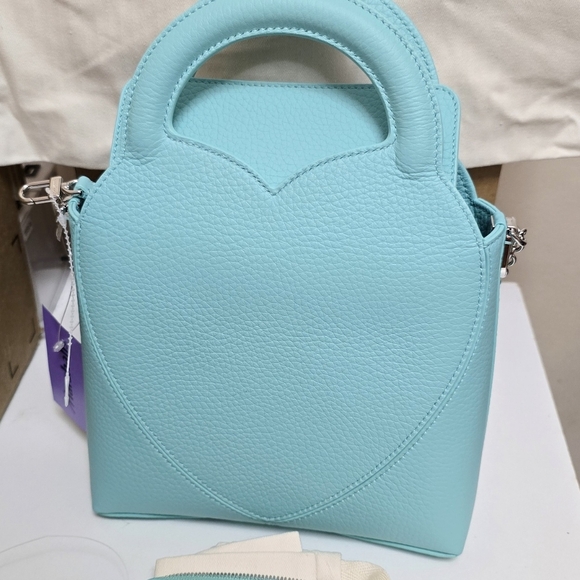 Tiffany & Co. Aqua Leather Shoulder Bag & Matching Tiffany WALLET - Picture 8 of 8